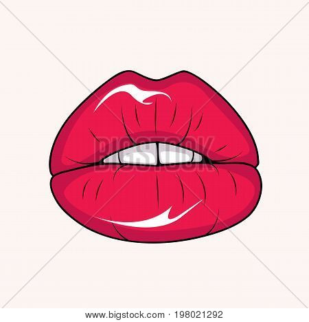 Glamour lips. Sexy lips cartoon style. Vector stock.