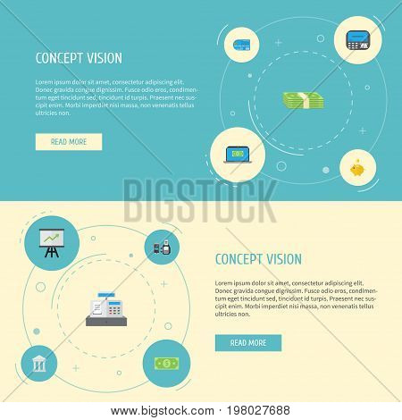 Flat Icons Computer, Money, Till And Other Vector Elements