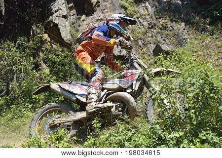 Sibiu, Romania - July 12 - 16 July: Copetitors In Red Bull Romaniacs Hard Enduro Rally With A Ktm Mo