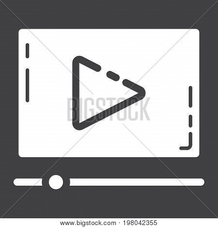 Video Marketing glyph icon, seo and development, play sign vector graphics, a solid pattern on a black background, eps 10.