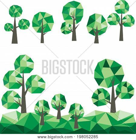 Vector geometric low poly tree Clip Art