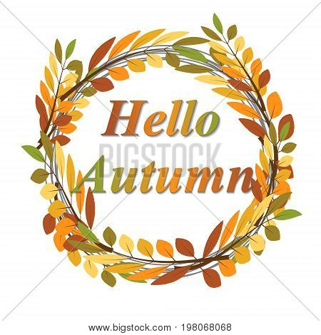 Vector illustration. Background with leaves. Hello autumn