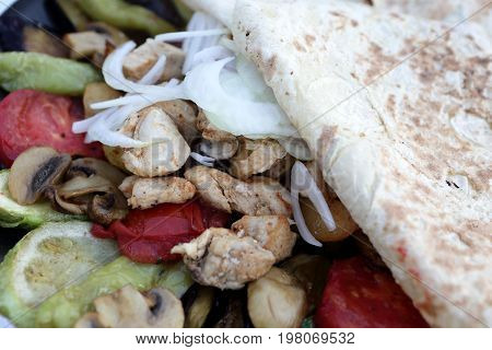Saj Kebab With Chicken And Vegetables