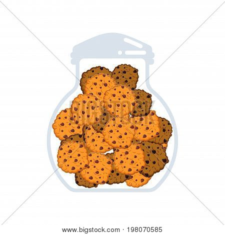 Cookies In Jar Isolated. Oatmeal Cookie In Glass Pot. Biscuit