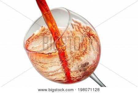 Wine splashing on glass isolated on white background