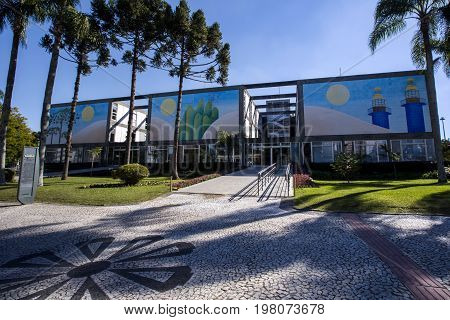 Town Hall Of Curitiba Cityscape, Parana State, Brazil. July, 2017.