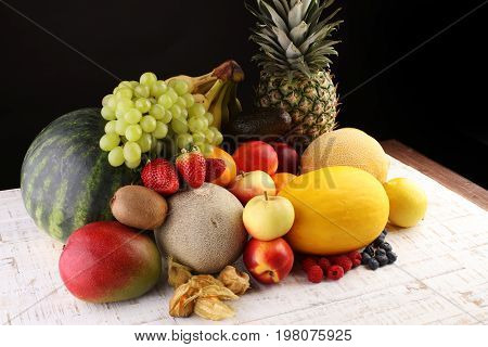 Fresh Fruits.mixed Fruits Background.healthy Eating, Dieting, Love Fruits.