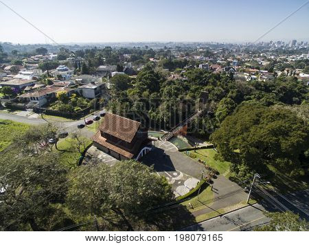 Curitiba, Aerial View Bosque Do Alemao Park. Parana - Brazil. July, 2017