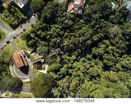 Curitiba, Aerial View Bosque Do Alemao Park. Parana - Brazil. July, 2017