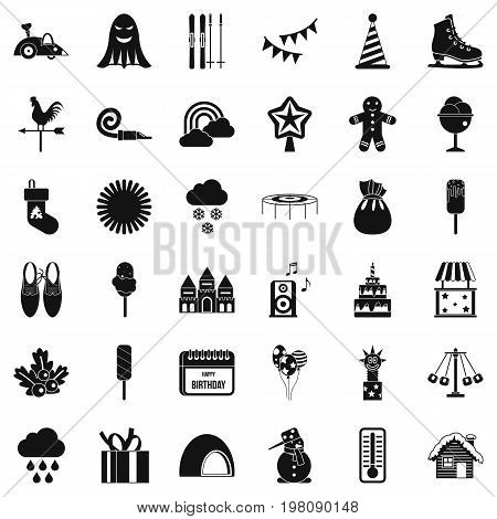 Children celebration icons set. Simple style of 36 children celebration vector icons for web isolated on white background