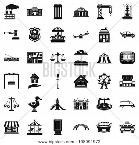 Big city icons set. Simple style of 36 big city vector icons for web isolated on white background