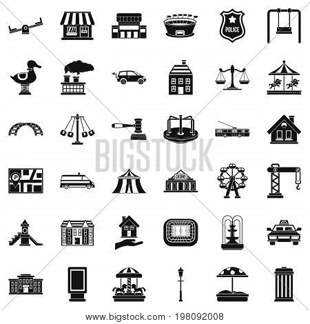 Small city icons set. Simple style of 36 small city vector icons for web isolated on white background