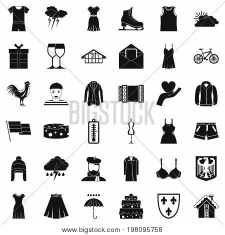 Accessories icons set. Simple style of 36 accessories vector icons for web isolated on white background