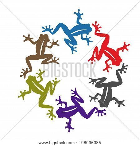 Frog illustrations, color frog with circle shape vector element