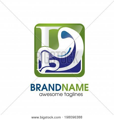 Gastroenterology symbol with letter D Logo ,Gastroenterology Health with letter D Logo Logo