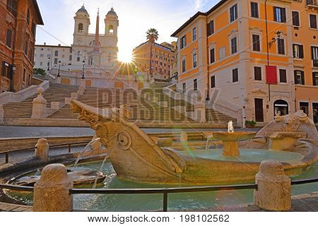 Fontana della Barcaccia in Piazza di Spagna Rome, Italy