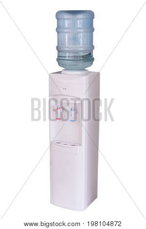 White cooler with water bottle on a white background work with clipping path.
