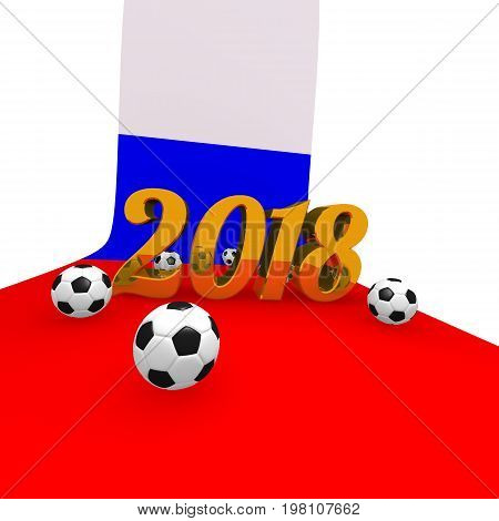 Soccer background 2018 in Russia 3d rendering image