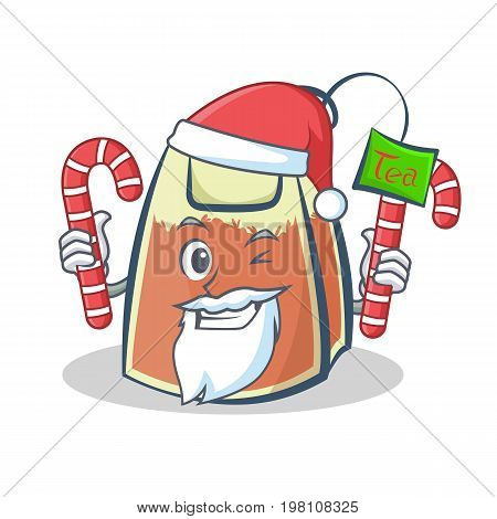 Santa tea bag character cartoon with candy vector collection