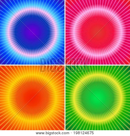 Color Red Blue Green radial rays template background vector illustration