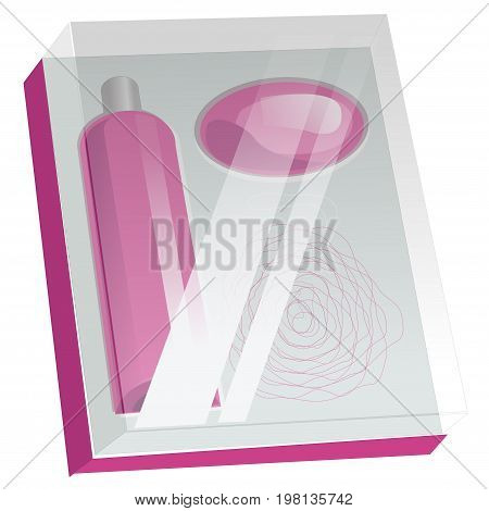 Set of realistic mockup cosmetic containers in transparent packaging. Vector