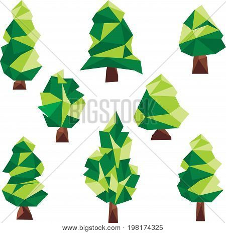 Vector graphic. Polygon image. Pine Clip Art