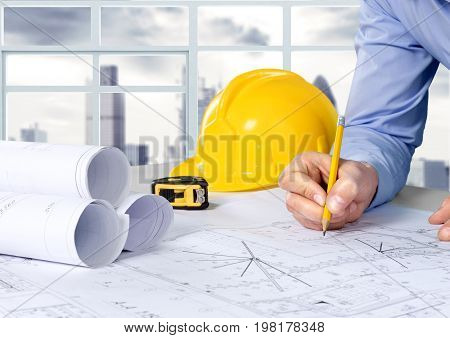 Yellow business man helemet business success white solid
