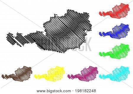 Austrian map vector illustration , scribble sketch Austrian map