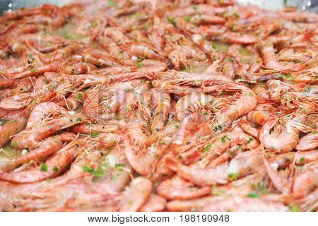 Traditional śpanish seafood from fishes - paella.