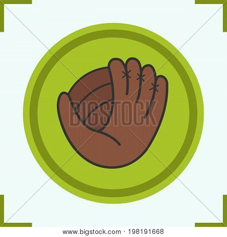 Baseball glove color icon. Softball mitt. Isolated vector illustration