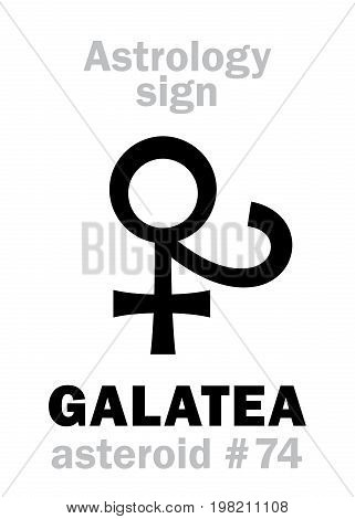 Astrology Alphabet: GALATEA, asteroid #74. Hieroglyphics character sign (single symbol).