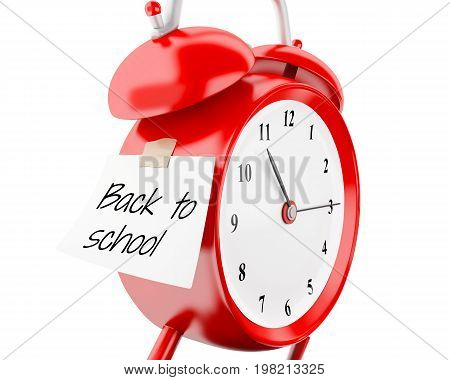 3d illustration. Alarm clock with sticky paper written 