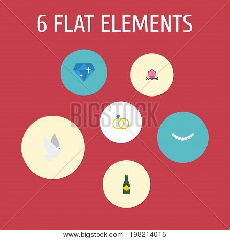 Flat Icons Brilliant, Engagement, Jewelry And Other Vector Elements
