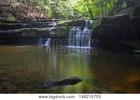 Afternoon light on a cascade at Bozenkill Preserve