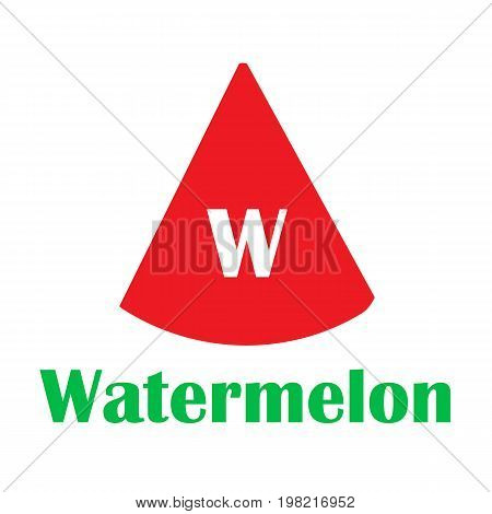 Kids alphabet in flat style. W - Watermelon. Vector illustration for print, cards and creaive design
