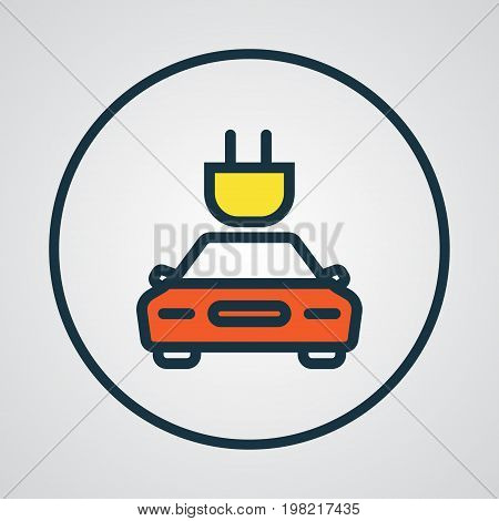 Premium Quality Isolated Electric  Element In Trendy Style.  Tesla Colorful Outline Symbol.