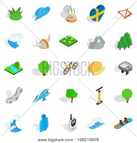 Unity with nature icons set. Isometric set of 25 unity with nature vector icons for web isolated on white background