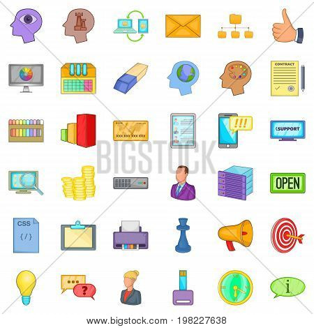 Open market icons set. Cartoon style of 36 open market vector icons for web isolated on white background