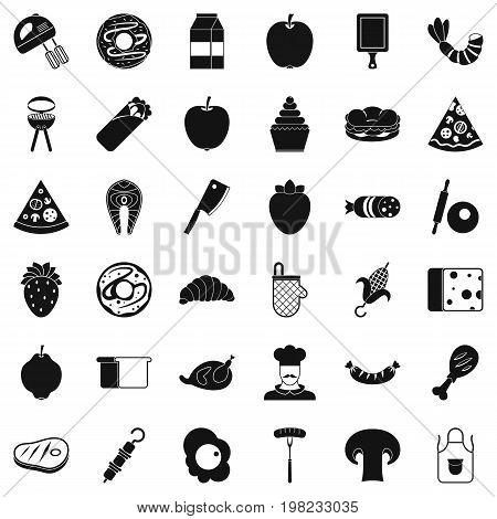 Delicious dish icons set. Simple style of 36 delicious dish vector icons for web isolated on white background