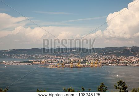 Top view of Trieste from old town of Muggia