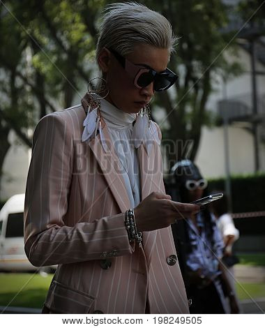 MILAN- 17 June 2017 Esther Quek on the street during the Milan Fashion Week