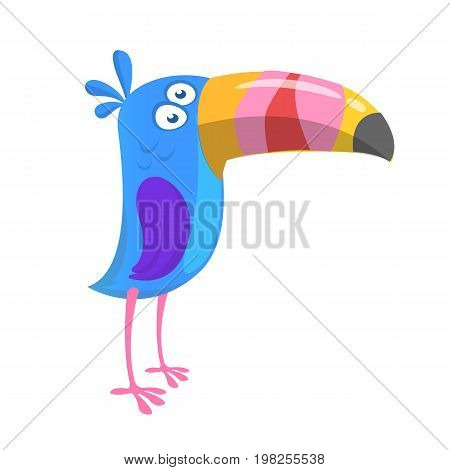 Funny cartoon toucan. Vector isolated on white