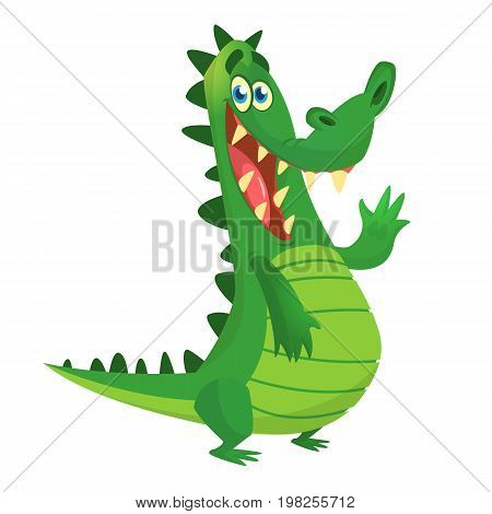 Cartoon crocodile. Vector character isolated on white