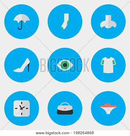 Elements View, Sock, Smell And Other Synonyms View, Shoe And Footwear.  Vector Illustration Set Of Simple Accessories Icons.