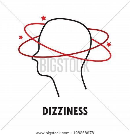 Dizziness. Logo or icon template in linear style isolated on white background. Eps10