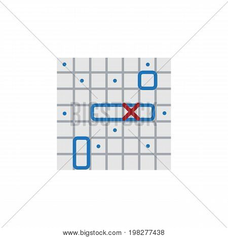 Sea Fight Vector Element Can Be Used For Ship, Battle, Game Design Concept.  Isolated Battle Ship Flat Icon.