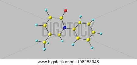 Pirfenidone is a medication used for the treatment of idiopathic pulmonary fibrosis or IPF. It works by reducing lung fibrosis. 3d illustration