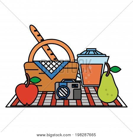 food set on blanket picnic related icon image vector illustration design