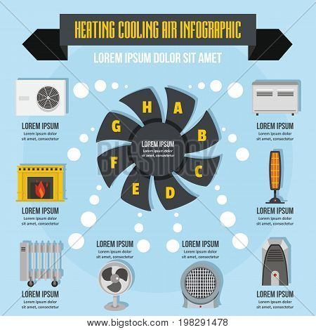 Heating cooling air infographic banner concept. Flat illustration of geating cooling air infographic vector poster concept for web