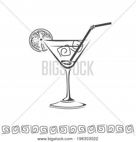 Cocktail icon. Vector illustration of a silhouette